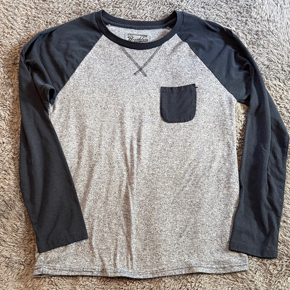 Brooklyn Cloth Heather Gray and Blue Raglan Tee